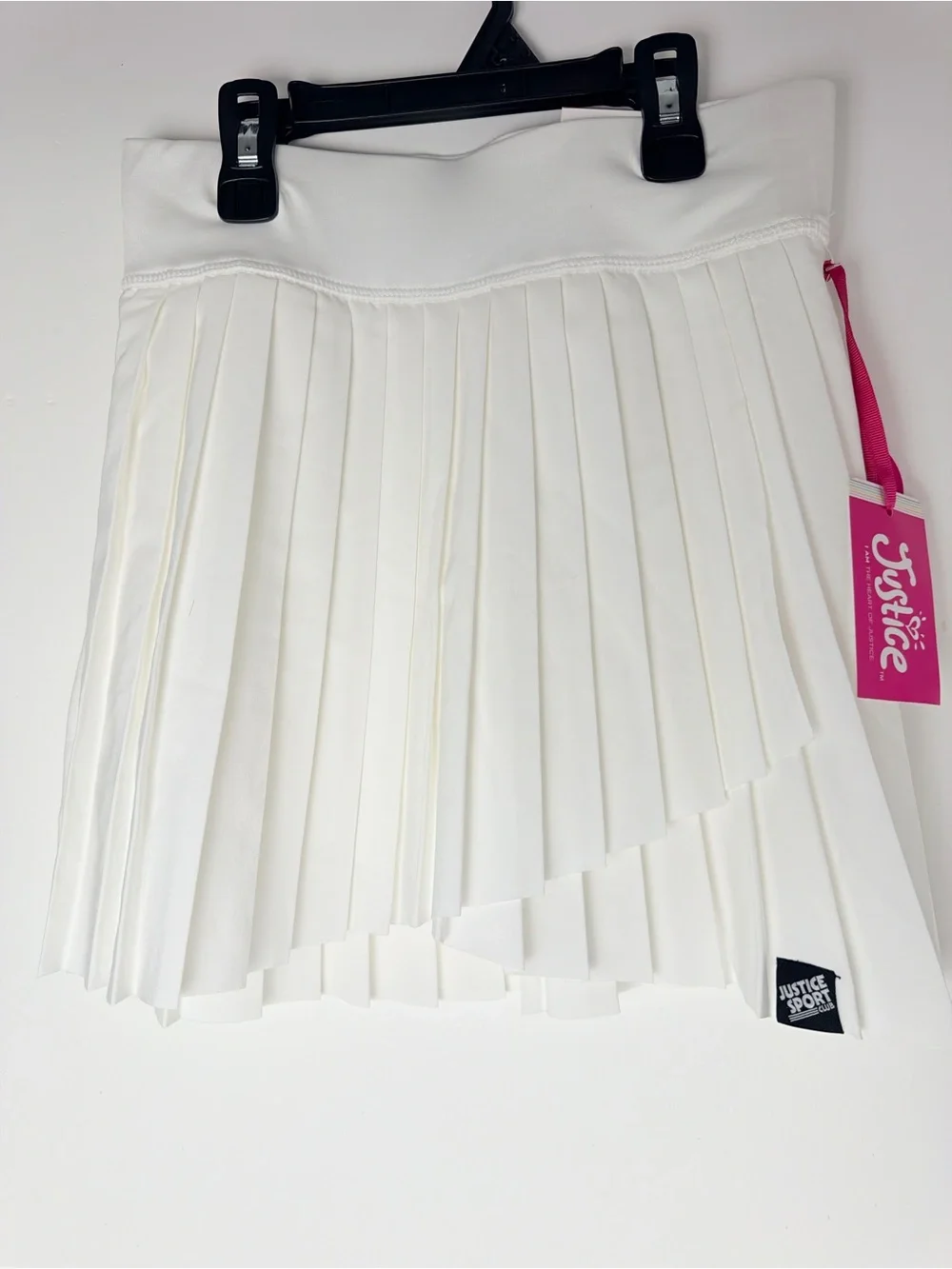 Justice White Asymmetrical Pleated Sport Skirt